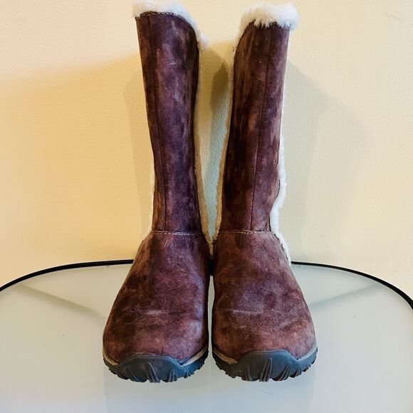 Patagonia Lugano Boots Size 8 Espresso Brown Waterproof Polartec Suede Sherpa - Picture 3 of 11